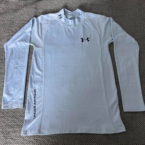 Under Armour Women’s Size L Blue UA HeatGear Long Sleeve Fitted Shirt Mock LARGE